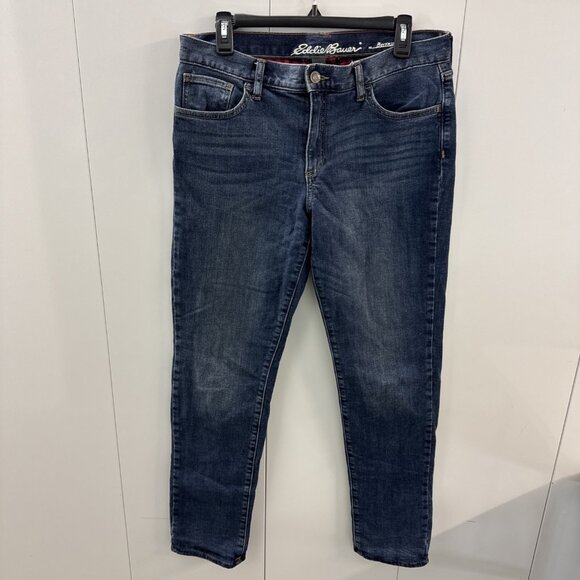 Eddie Bauer Women's Flannel Lined Boyfriend Fit Jeans Size 6 Medium Blue - Picture 1 of 15